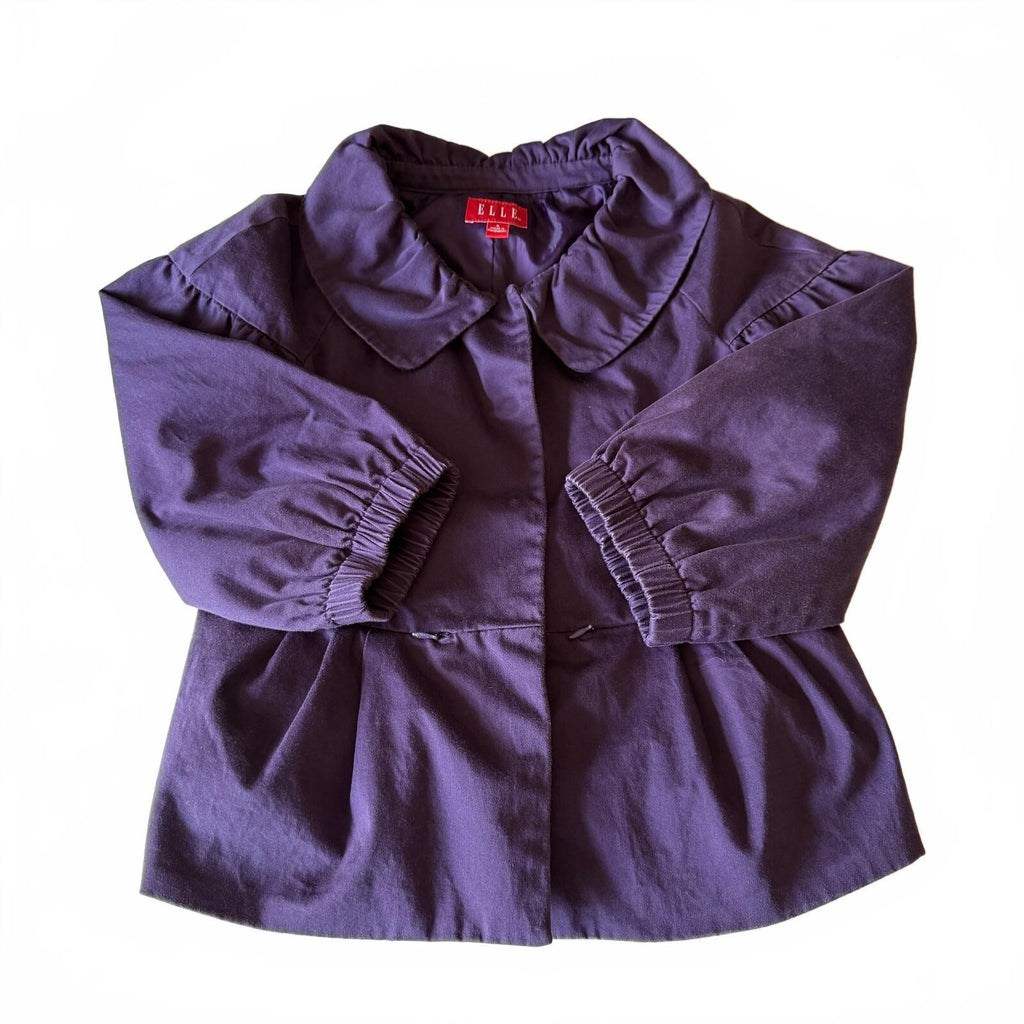 Elle Purple Peplum Jacket Ruffle Collar Balloon Sleeve Coquette Dark Academia S