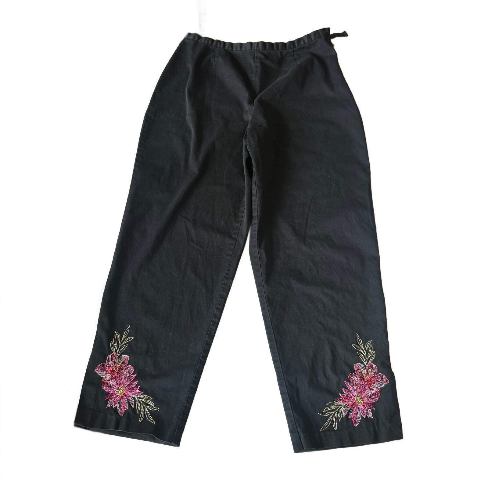 Emma James Liz Claiborne Women's Floral Detail Trousers Coquette Feminine