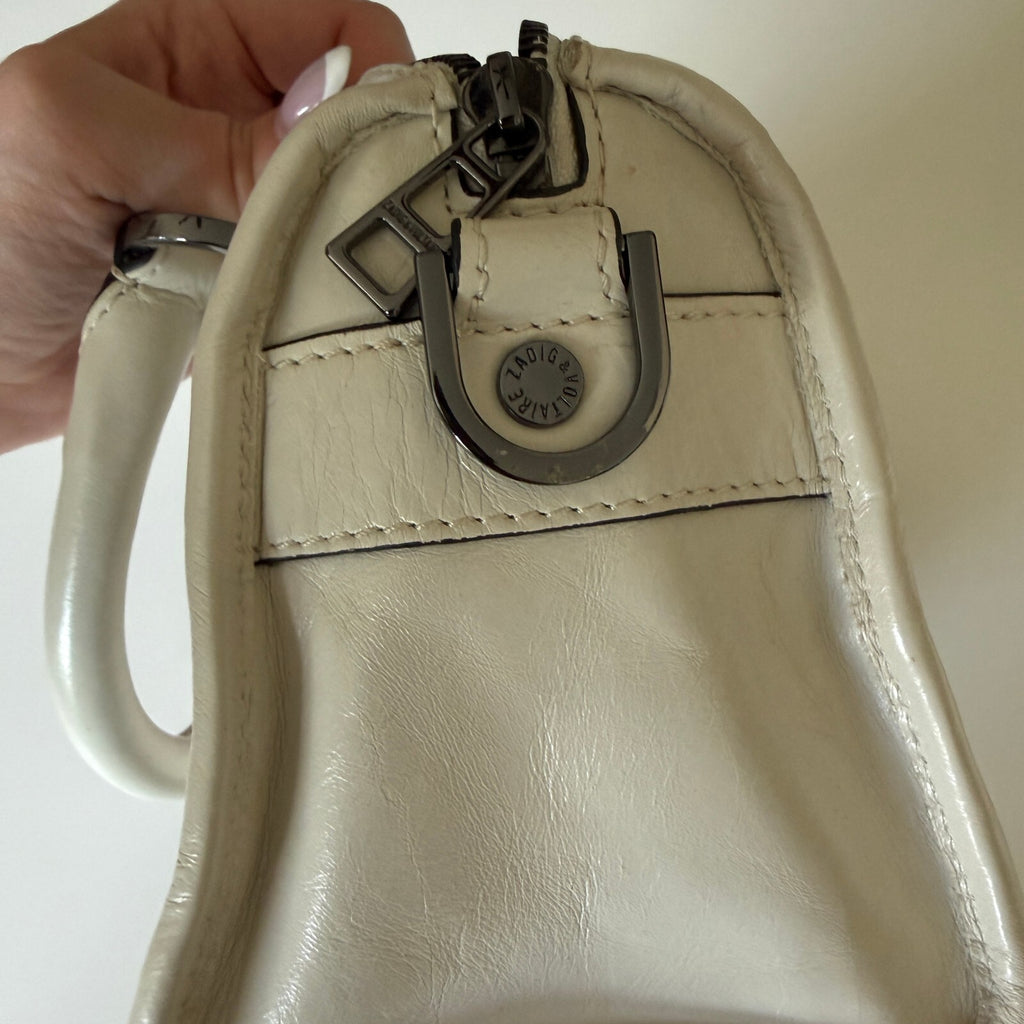 Zadig & Voltaire Sunny XS White Leather Handbag with Double Zipper Detail