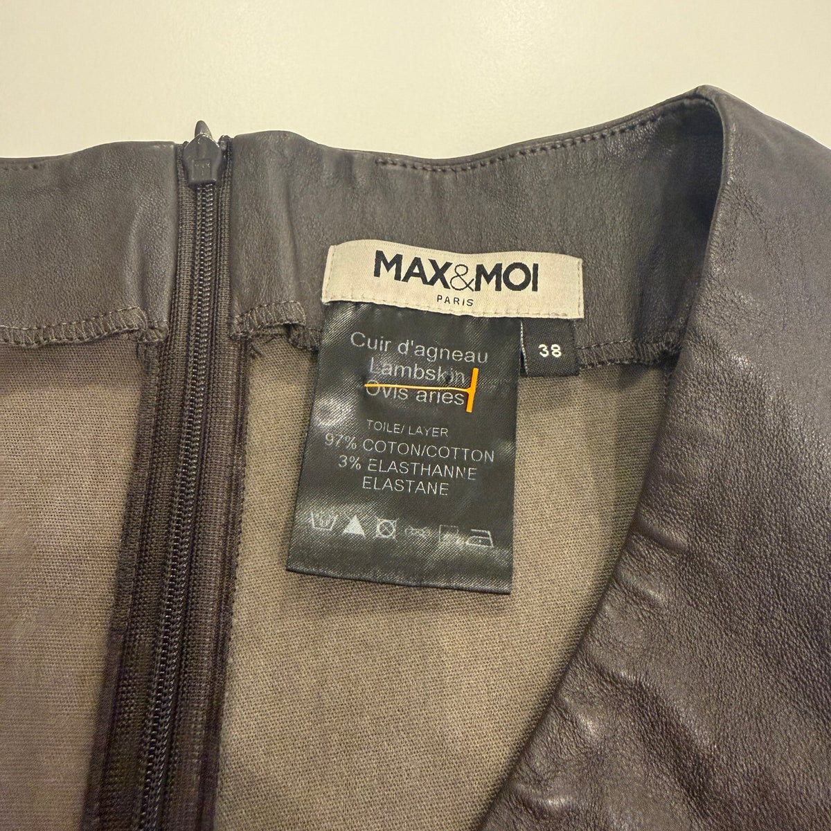 Max & Moi Paris Genuine Lambskin Leather Mini Dress French Designer Sz 38/S6