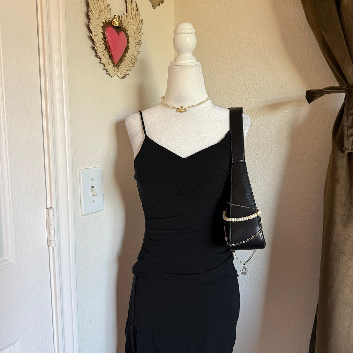 Diane Von Furstenburg Asymmetrical Ruched Detail Little Black Dress Size 8