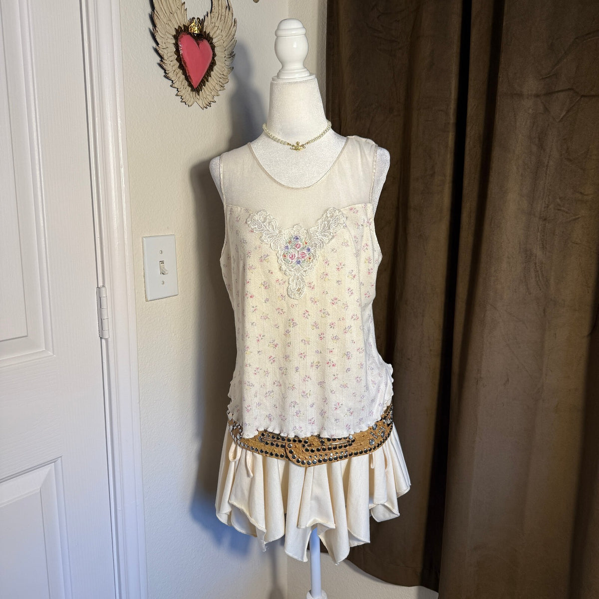Secret Treasures Floral Mesh Lace Cami Tank Cottagecore Fairycore Vintage 90s