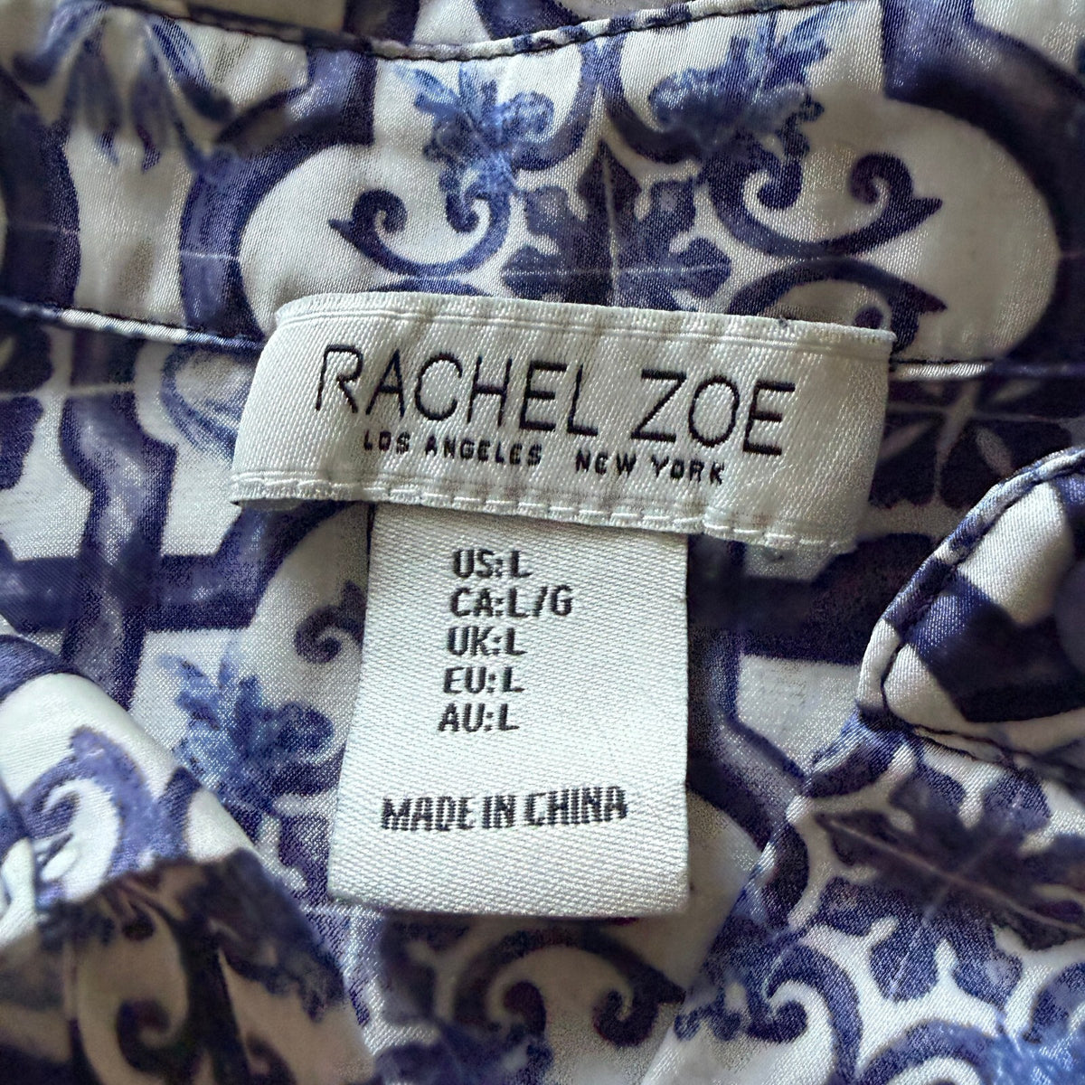 Rachel Zoe Floral Printed Satin Button-Down Quiet Luxury Vacation Resort Office