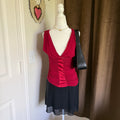 Do & Be Red Sleeveless V-Neck Ruched Satin Detail Top Size Small USA Made
