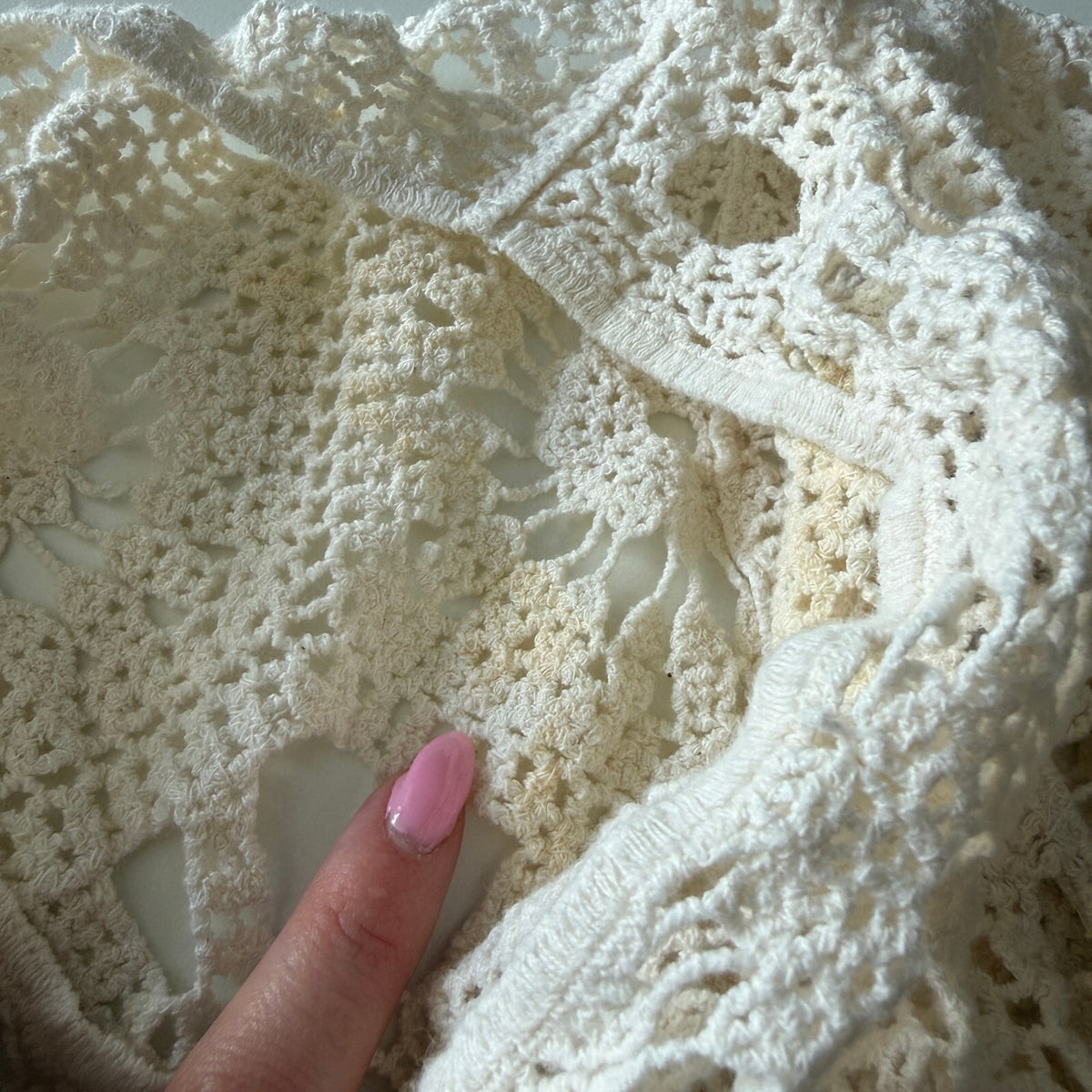 Rebellion Ivory Crochet Cropped Top Sz M 100% Cotton Boho Fairycore Festival