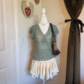 The Limited Lace Trim Blue Wrap Top Mesh Bella Swan Coquette Fall Back to School
