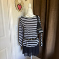 Anthropologie Postmark Sz S Striped Button Trim Boho Twee Top Coastal Grandma
