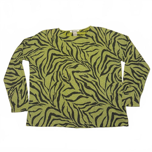 thriftalina Peter Nygard Collection Womens 2X Green and Black Zebra Print Silk Blend Sweater
