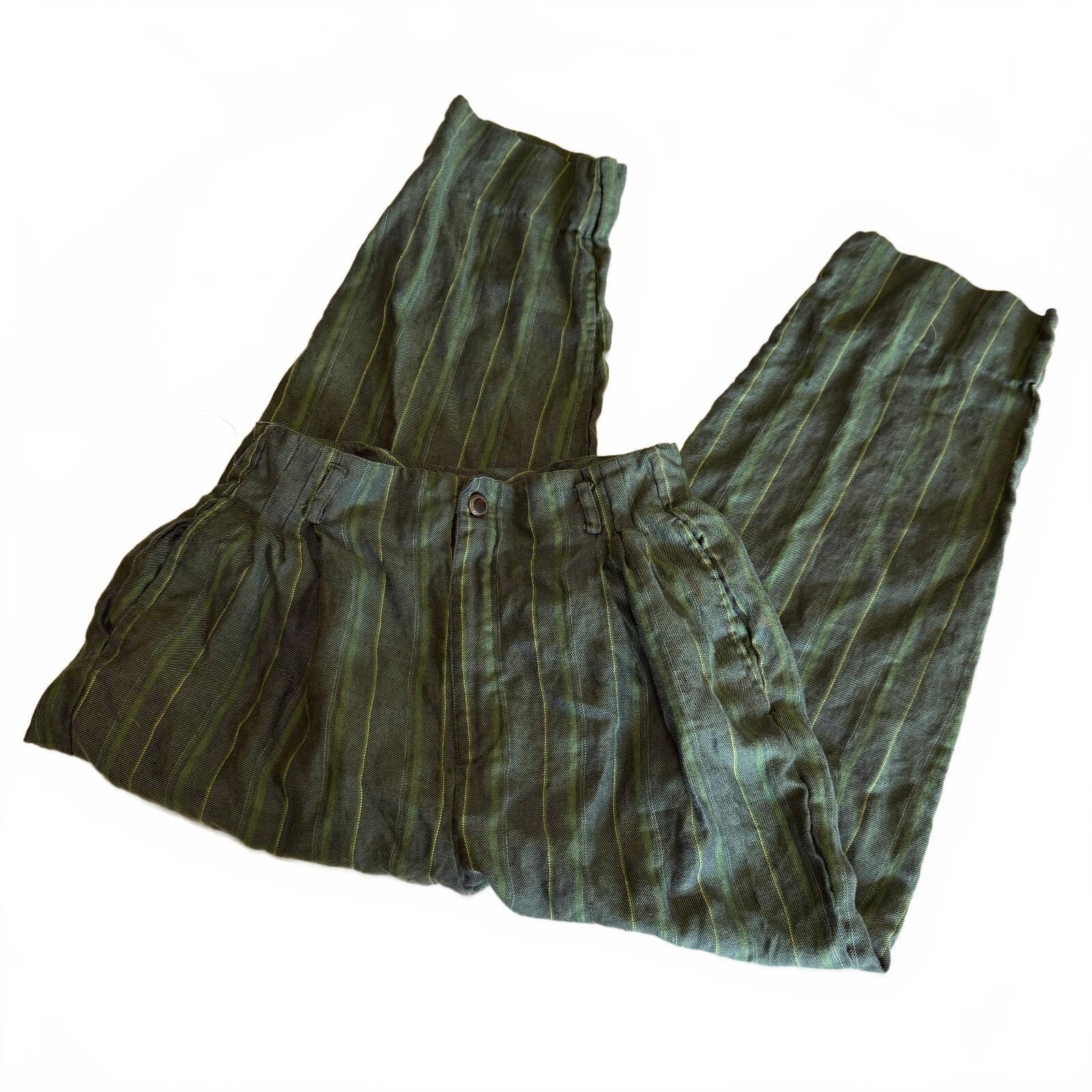 Anne Pinkerton Vintage 1990s Women's Linen Striped Trousers