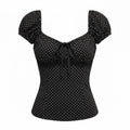thriftalina Mixed Threads Los Angeles Black Polka Dot Puff Sleeve Top Coquette Girly Trendy