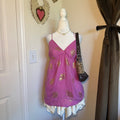 Yumi Kim Silk Babydoll Mini Dress Pink Gold Metallic Mermaid Fairycore Boho Y2K