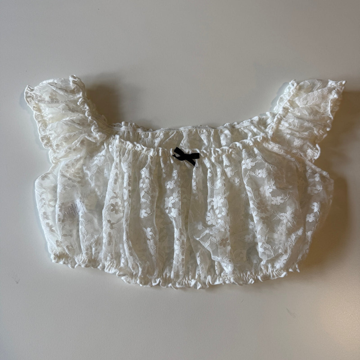 Sheer Lace Women's Bralette Ruched Detail Feminine Flirty Layering Oktoberfest