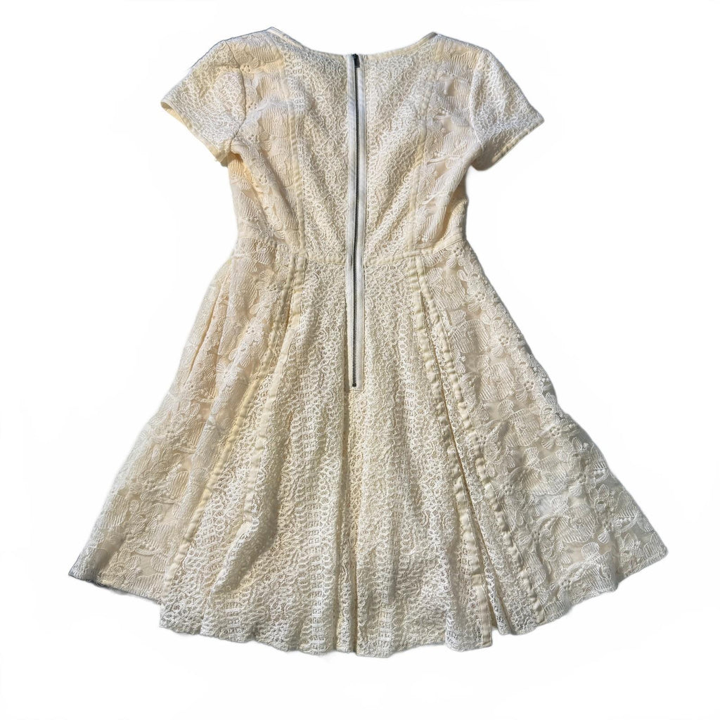 BCBGMAXAZRIA Women's Ivory Lace Dress Bride Fit Flare Rose Whisper Kirsten Sz 6