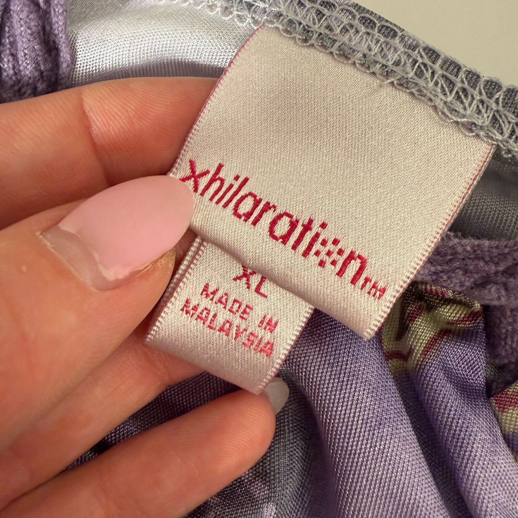 Y2K Early 2000s Xhilaration Floral Detail Lace Trim Whimsy Purple Camisole Top