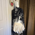 Black Floral Sheer Fringe Piano Shawl Scarf Wrap Poncho Boho Stevie Nicks O/S