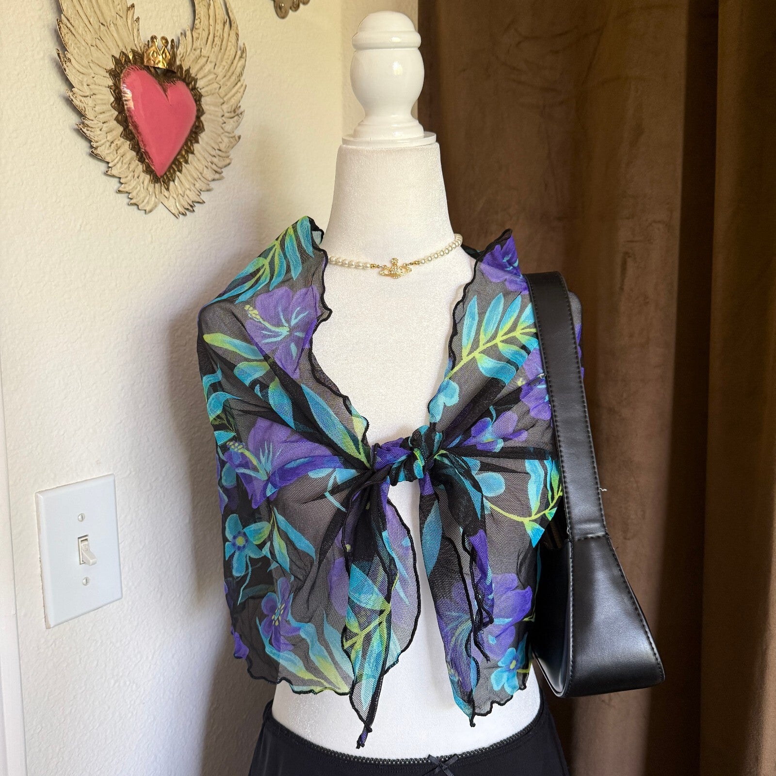 Vintage Catalina Sarong Scarf Wrap Floral Summer Layering Ruffled Hem