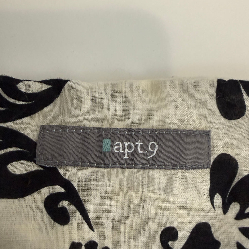 Apt. 9 Women's Black and White Floral Damask A-Line Skirt Size 4 100% Cotton