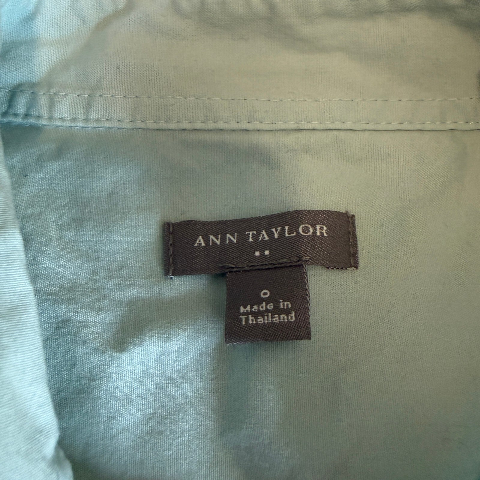 Ann Taylor Cotton Teal Women's Short Sleeve Button-up Office Siren Corporate