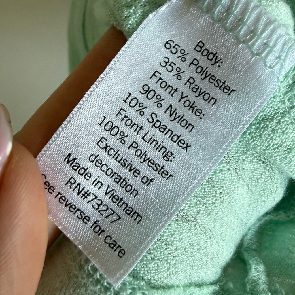 LC Lauren Conrad Coquette Mermaid Boho Mint Green Lace Eyelet Detail Top Size XS