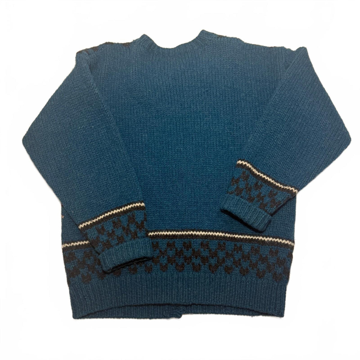 Vintage Woolrich Woman 100% Wool Blue Cardigan Sheep Detail