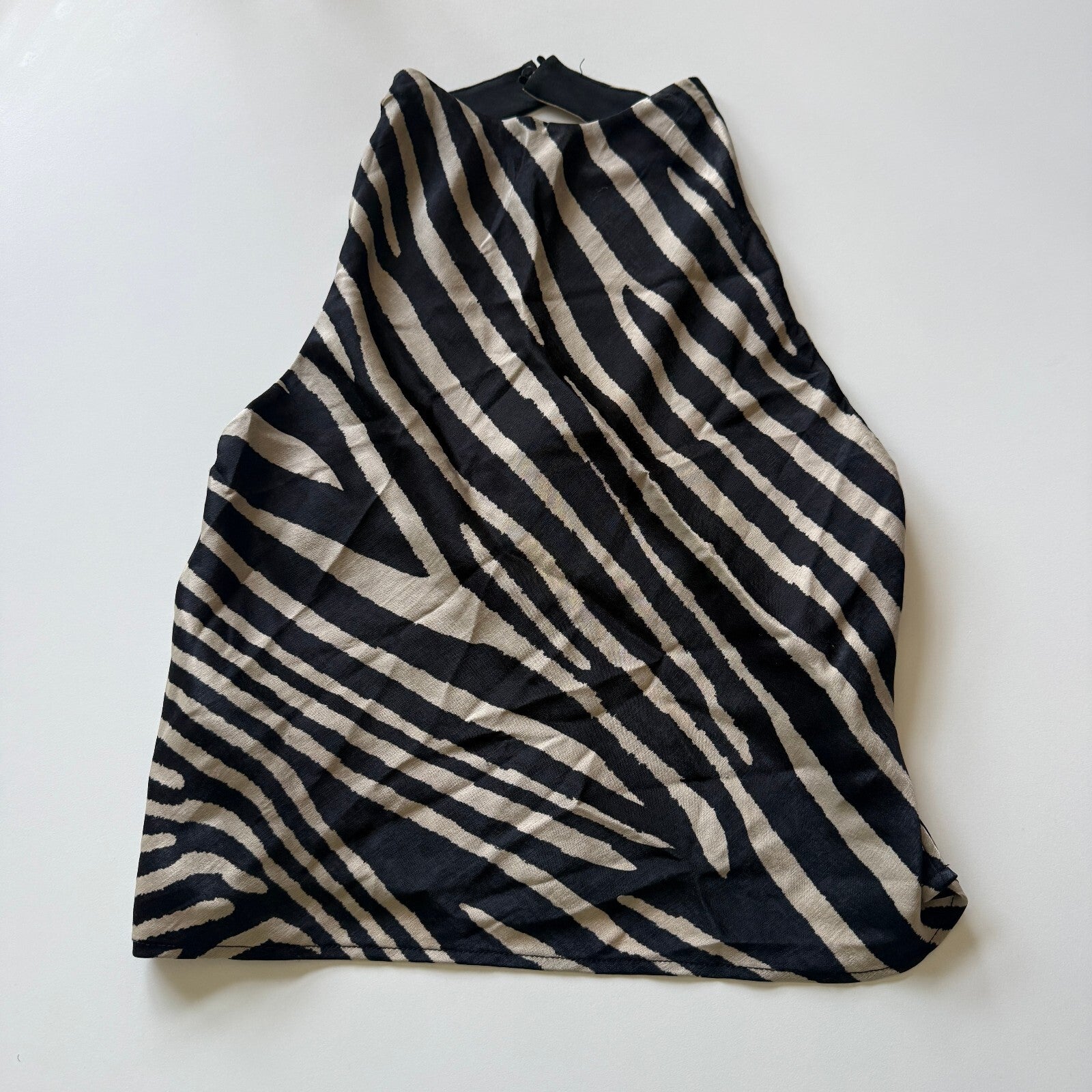 H&M NWT Zebra Print Cowl Neck Silky Top Funky Fran Fine Y2K Inspired