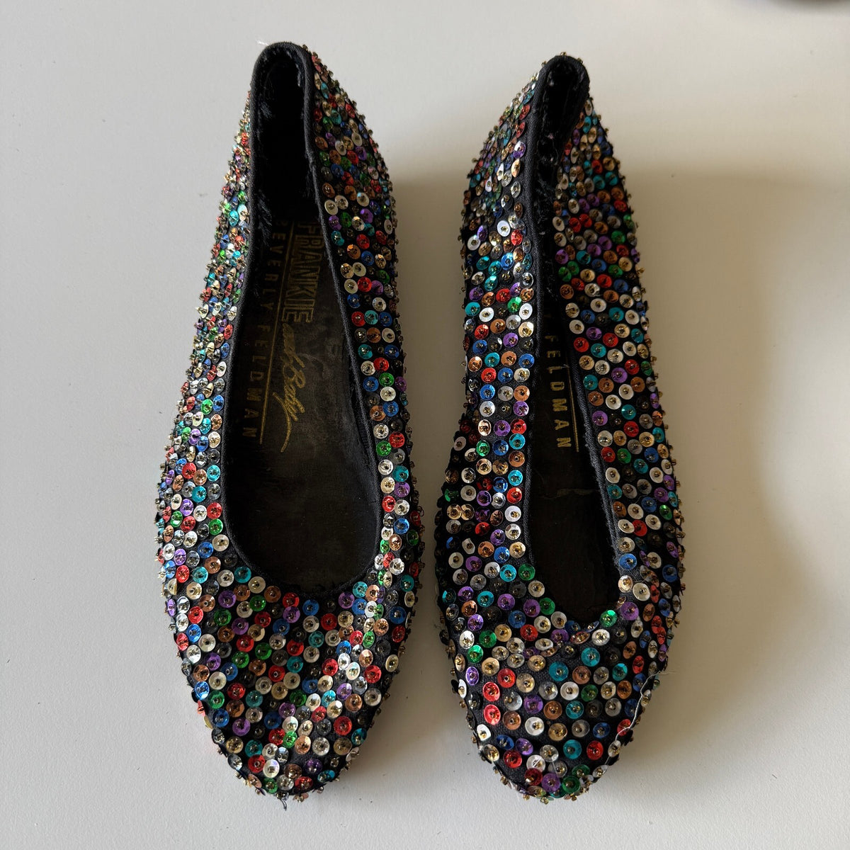 Frankie Baby by Beverly Feldman Multicolor Sequin Ballet Flats Vintage Y2K Sz 6