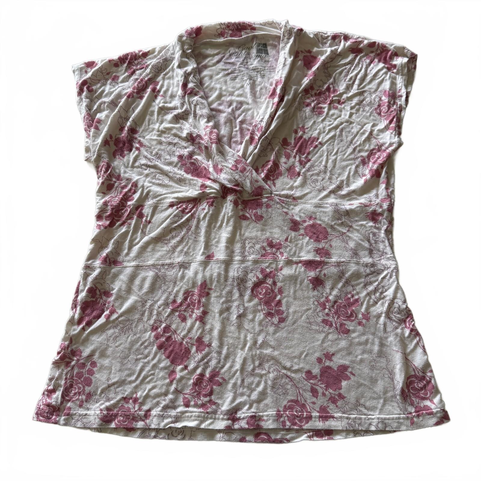 Cool Nights by Soma Floral Print V-Neck Short Sleeve Top Size M