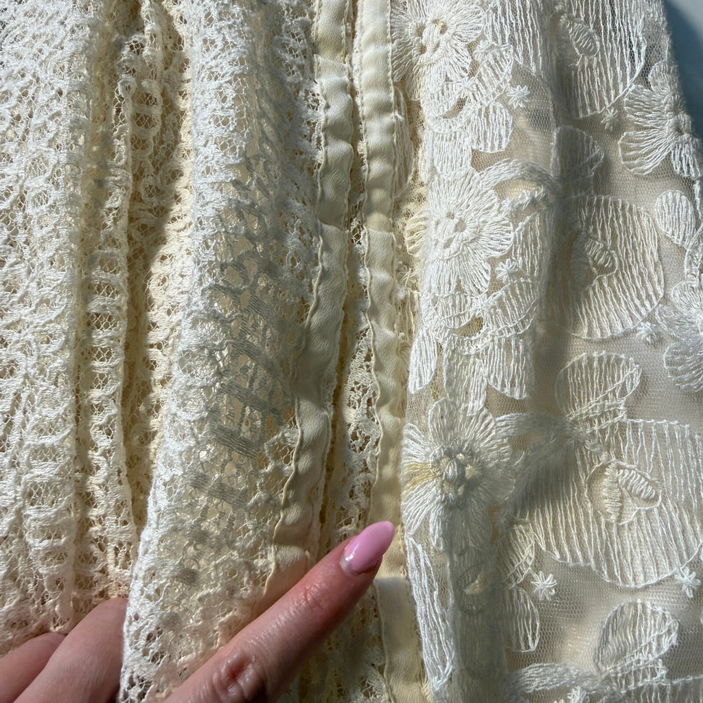 BCBGMAXAZRIA Women's Ivory Lace Dress Bride Fit Flare Rose Whisper Kirsten Sz 6