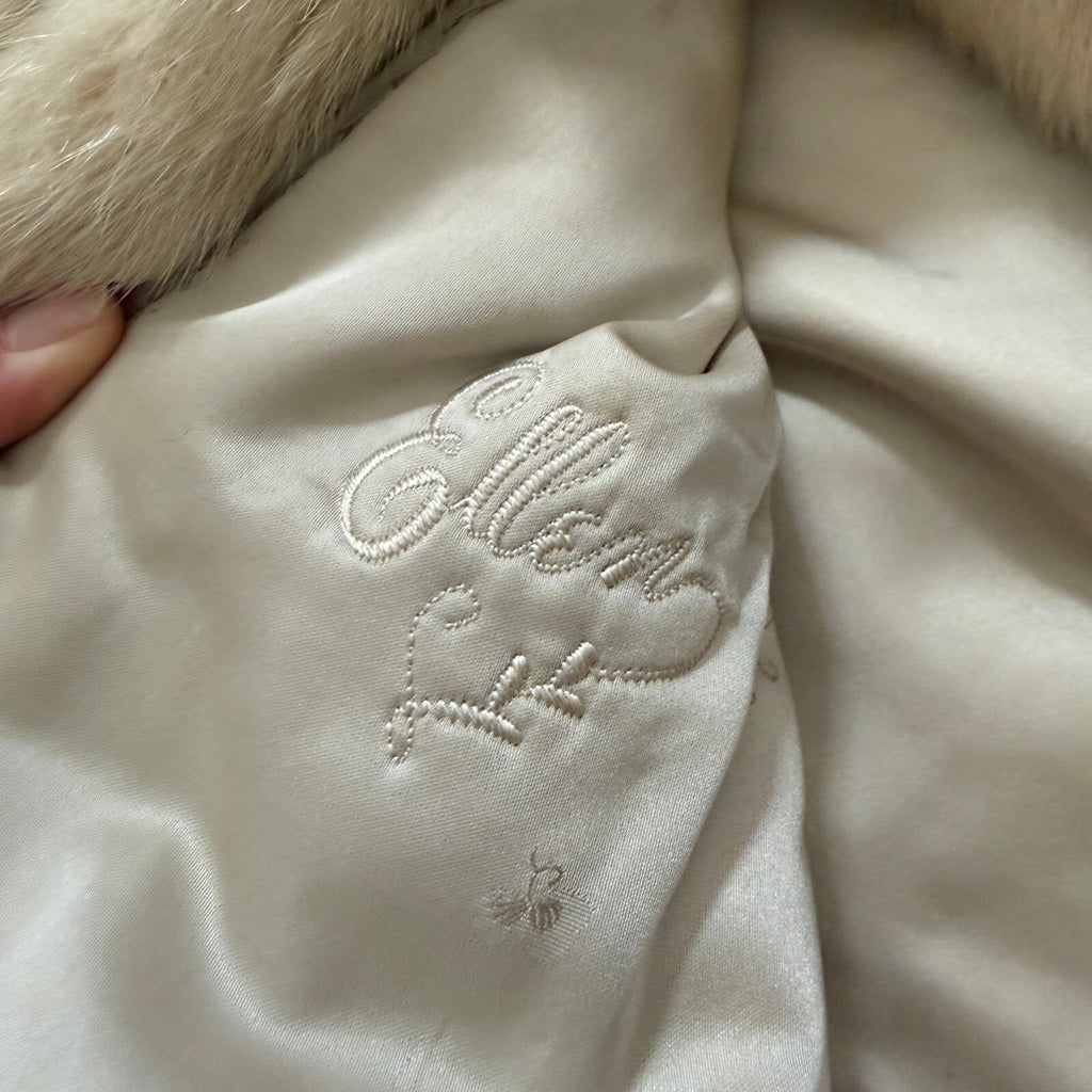 Vintage Genuine Mink Fur Coat Women's Blonde Long Coat Pockets Winter Luxe