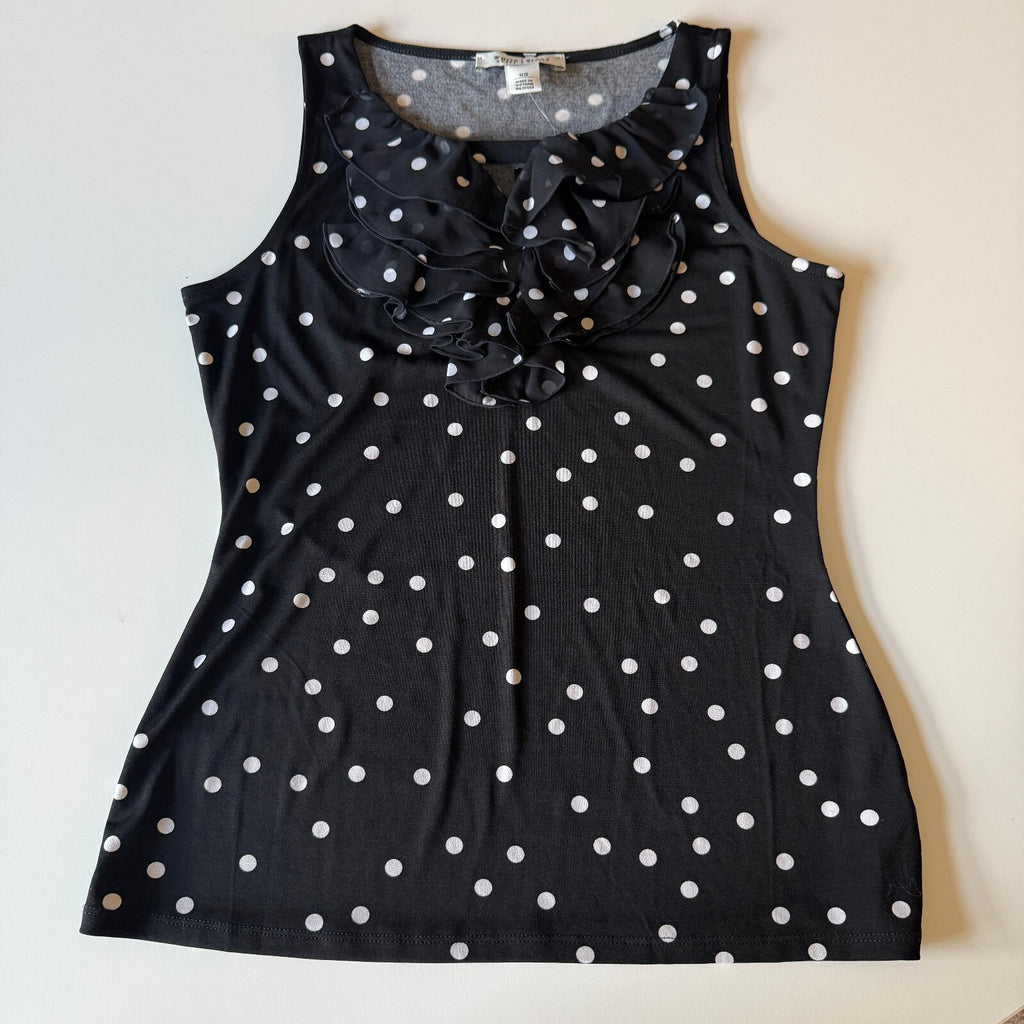 WHBM Polka Dot Ruffled Tank Top Women's XS New with Tags Back to School, Office