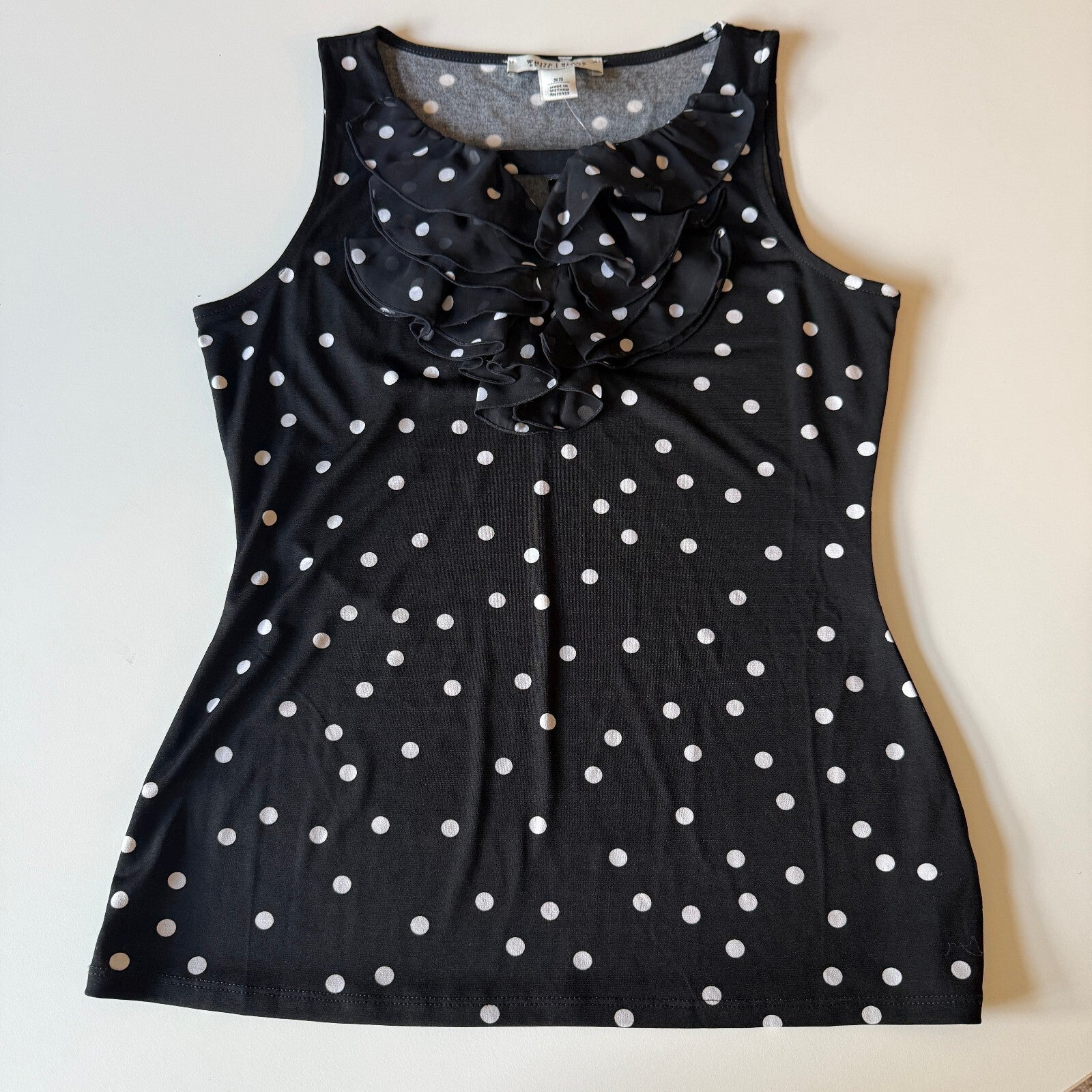 WHBM Polka Dot Ruffled Tank Top Women's XS New with Tags Back to School, Office