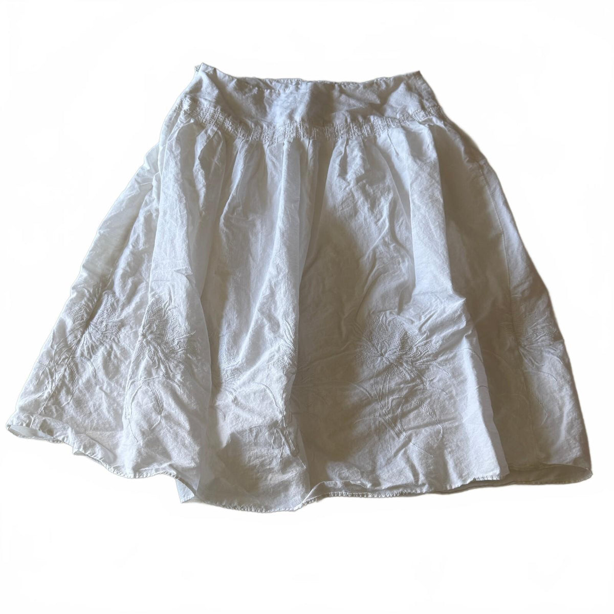 Ann Taylor White Cotton Floral Embroidered Mini Skirt Cottagecore Boho Sz 0