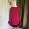 Show Me Your MuMu Fran Cranberry Mini Dress with Faux Fur Cuffs Sz Small