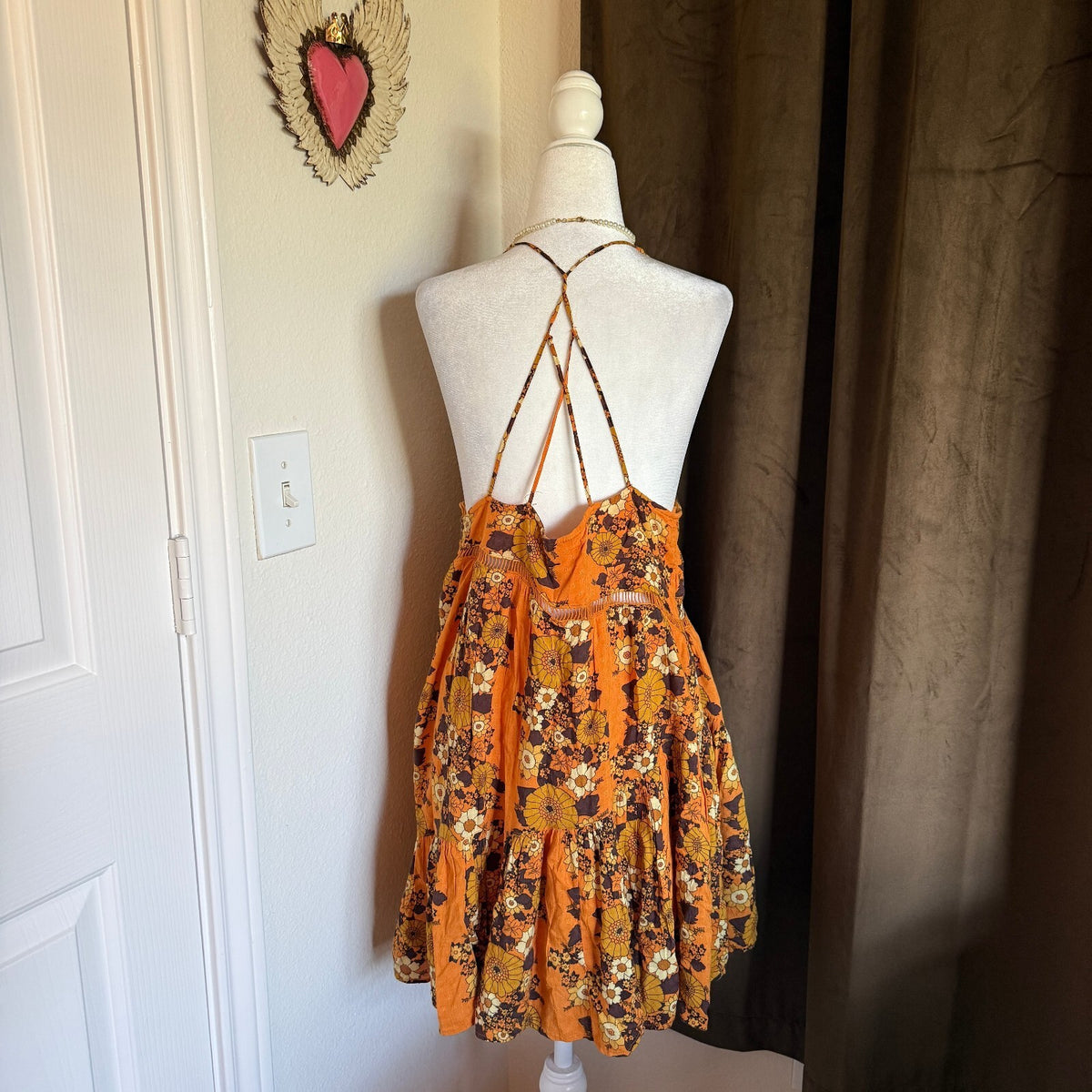Urban Outfitters Georgia Tiered Mini Dress Fall Floral Button Detail Bohemian