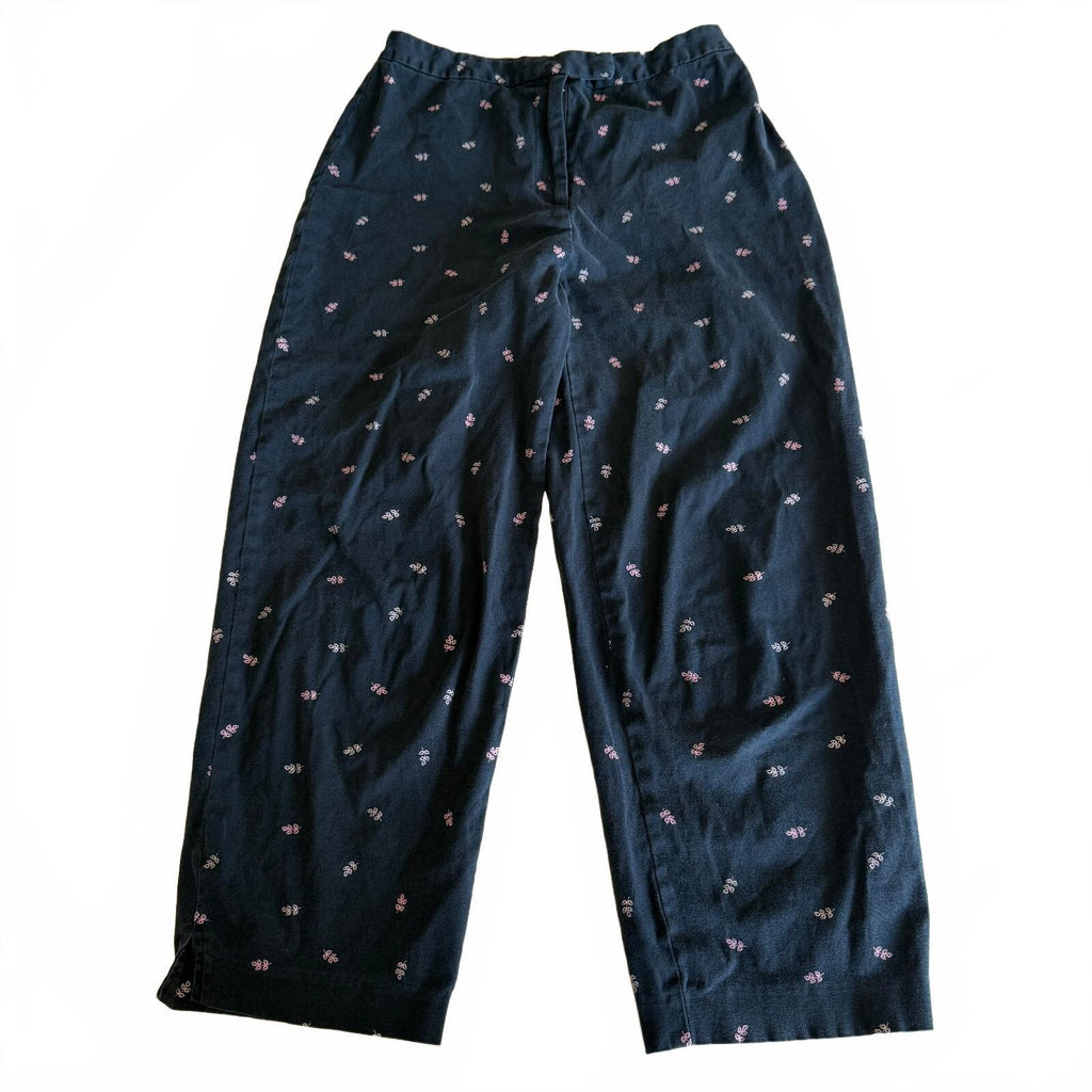 Y2K Style & Co Cotton Black Floral Printed Trousers Women's Size 4