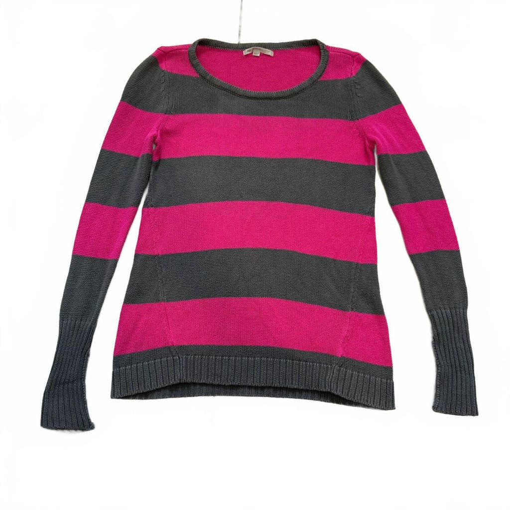 Gap Pink Grey Striped 100% Cotton Knit Sweater XS Y2K Fall Bella Swan 2000s Fall