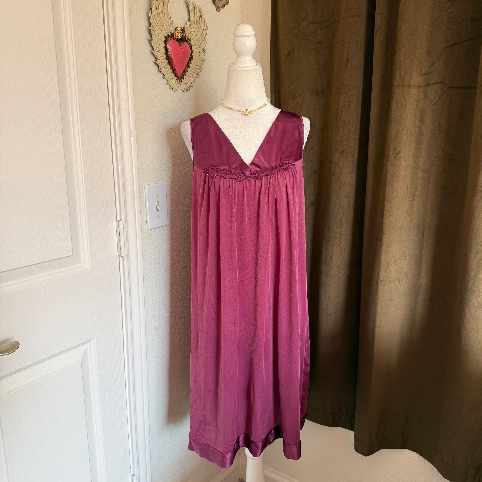 Vintage Vanity Fair Purple Nightgown Women's Romantic Chemise