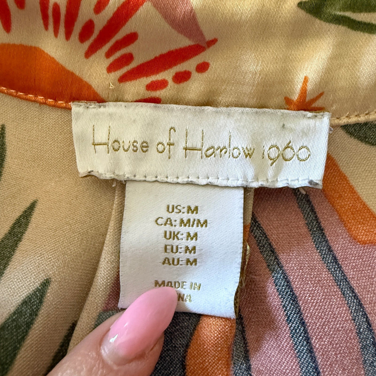 House of Harlow 1960 Women's Medium Button-Up Shirt Dress with Colorful Tropical