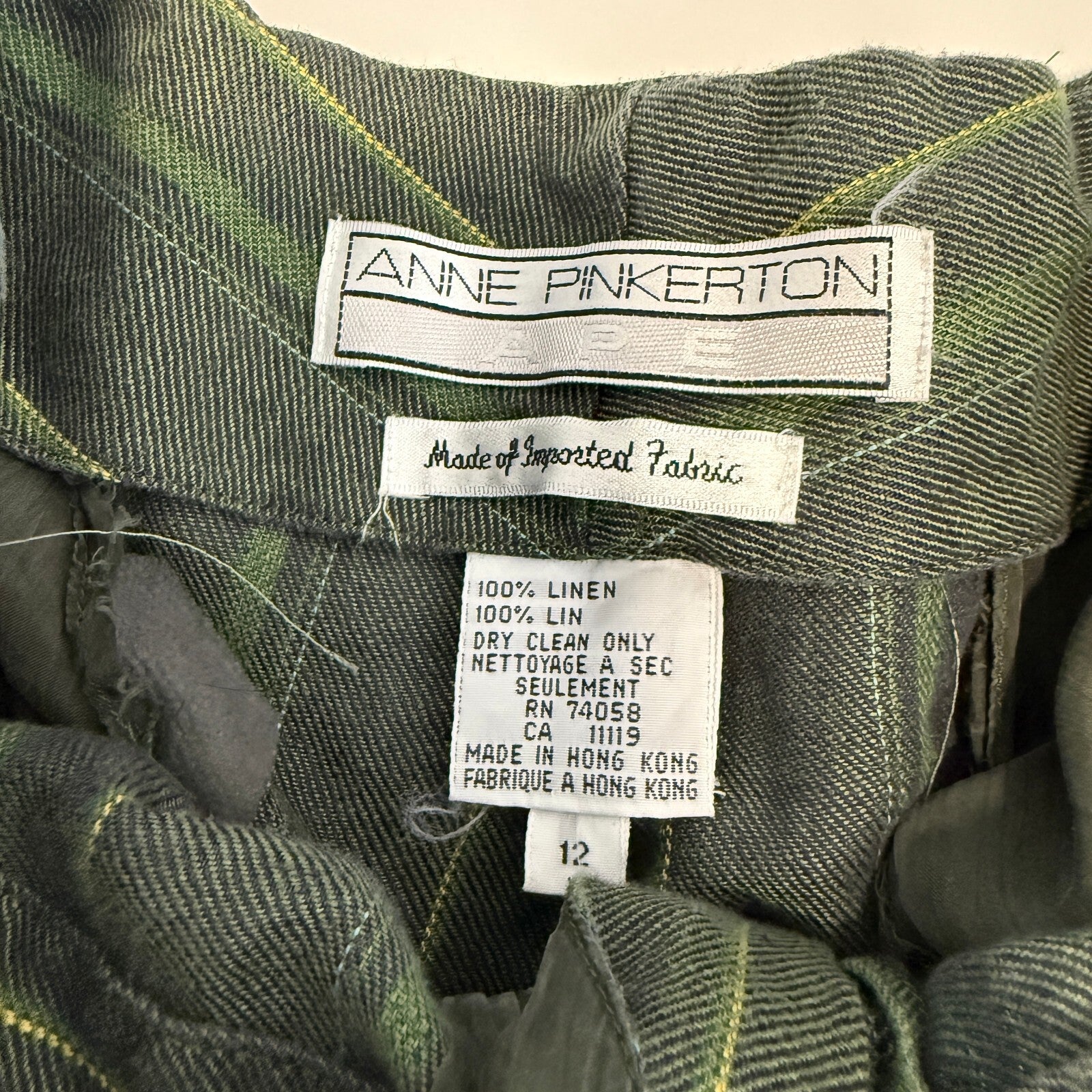 Anne Pinkerton Vintage 1990s Women's Linen Striped Trousers