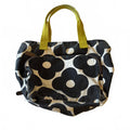 Orla Kiely Target Canvas Tote Bag Black White Floral Print Lime Handles Mod