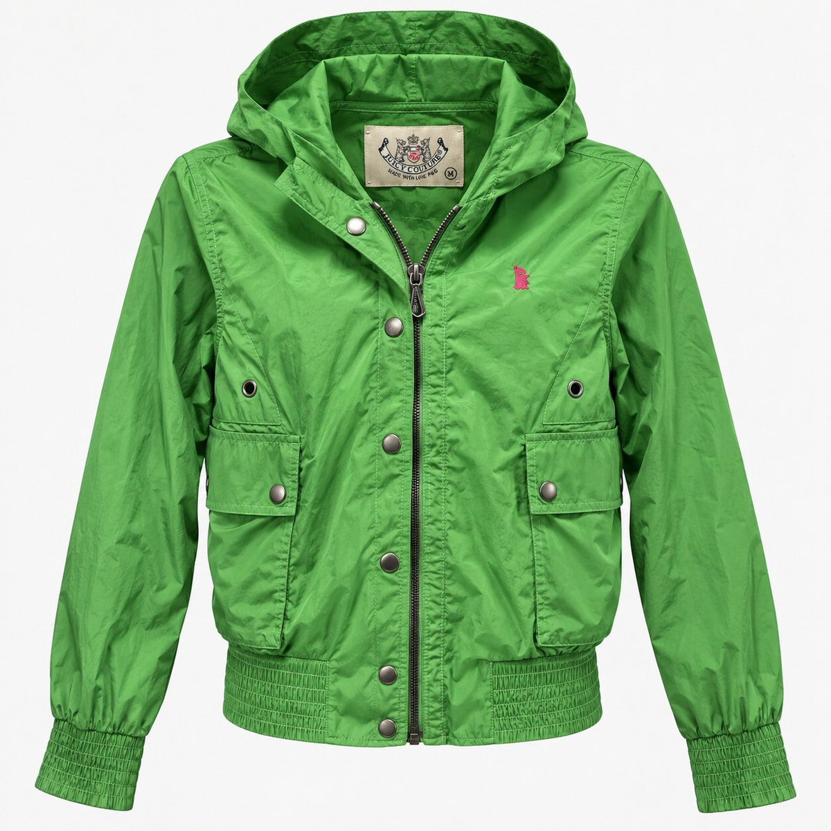 thriftalina Vintage Juicy Couture Y2K Green Hooded Windbreaker Jacket Lightweight Trendy