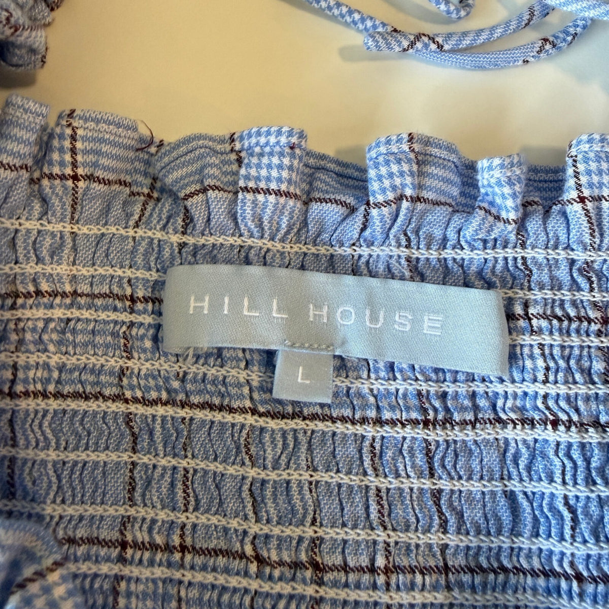 Hill House Home Blue Plaid Cottagecore Nap Dress Puff Sleeve Maxi Size Large