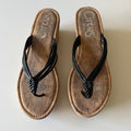 Circus by Sam Edelman Black Cork Wedge Flip Flop Sandals Y2K Boho Sz 7