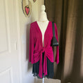 Chico's Travelers Magenta Front Tie Cardigan Size 3, 95% Acetate 5% Spandex, USA