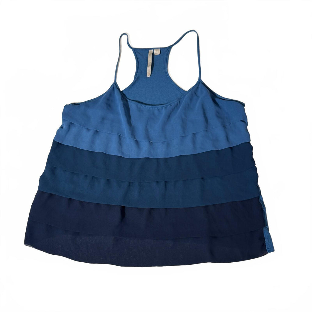 LC Lauren Conrad Tiered Ruffled Racerback Tank Top Mermaid H20 Surfer Coastal