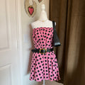 Vintage Pink & Black Polka Dot Women's Pleated Skirt No Size