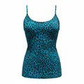 thriftalina No Boundaries Y2K Leopard Print Blue Spaghetti Strap Tank Top