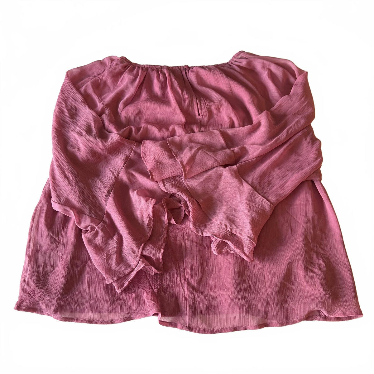 LOFT Women's Large Mauve Pink Off Shoulder Bell Sleeve Blouse Flowy Boho Top