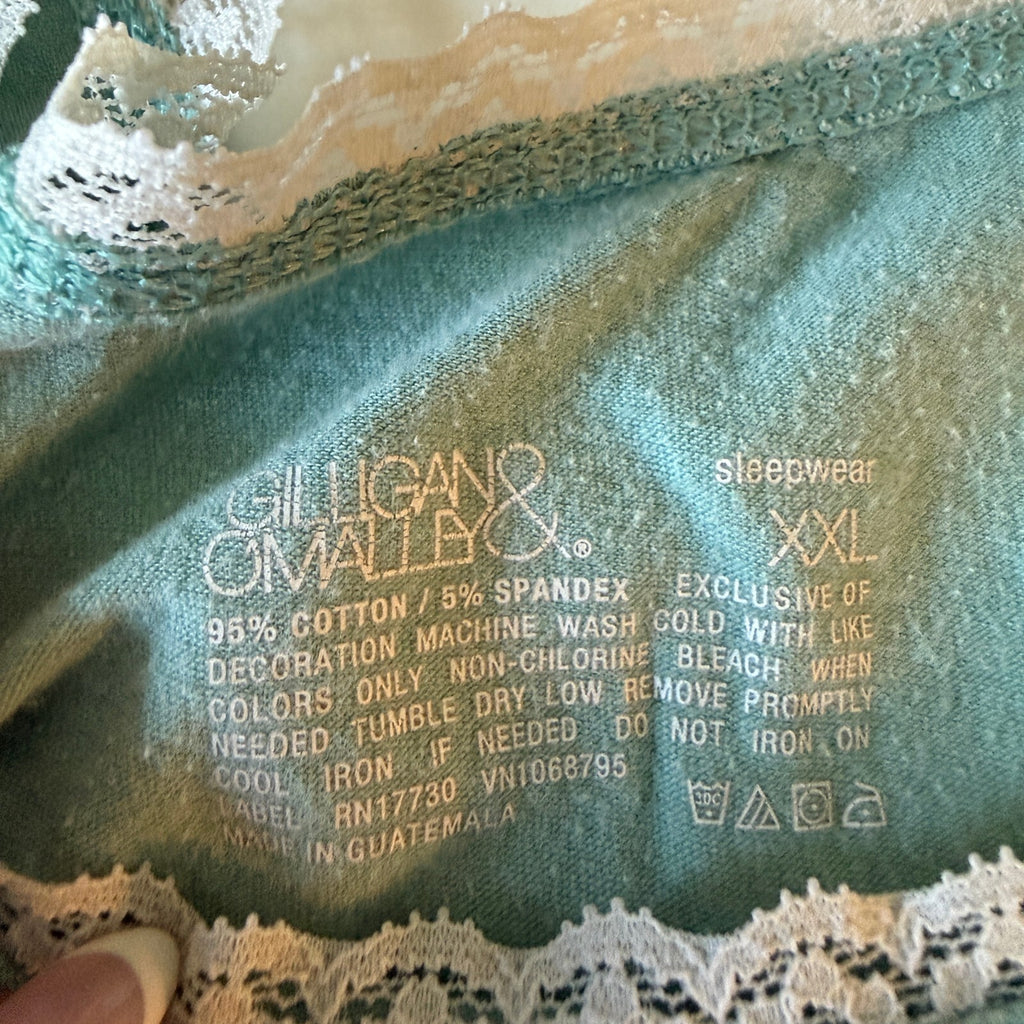 Gilligan & O'Malley Bella Swan Mint Green Lace Trim Sleepwear Cami Tank Sz XXL