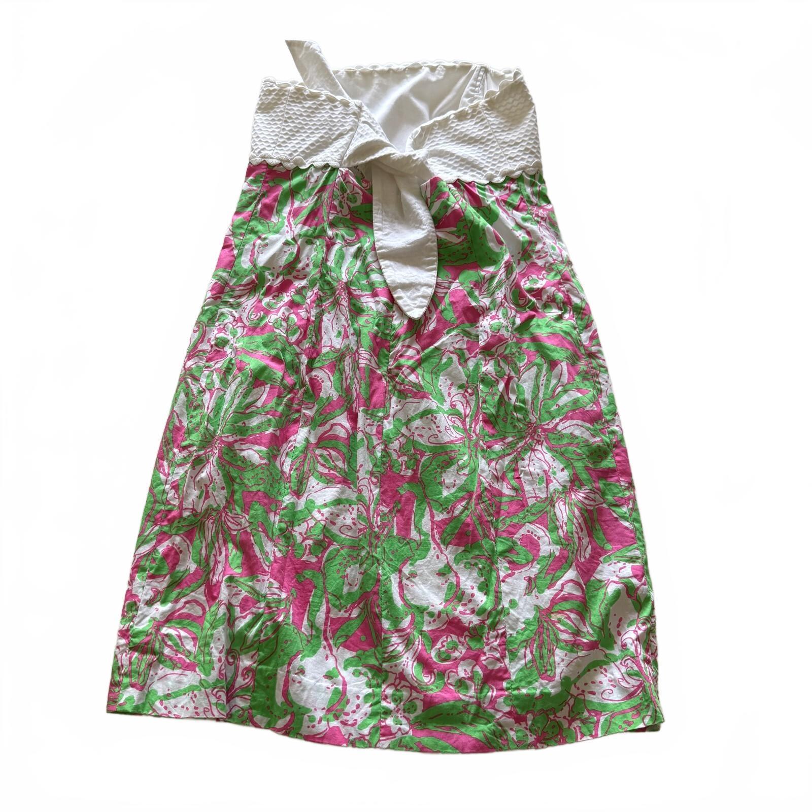 Lilly Pulitzer Women's Size 4 Strapless Cotton Dress with Pink and Green Floral